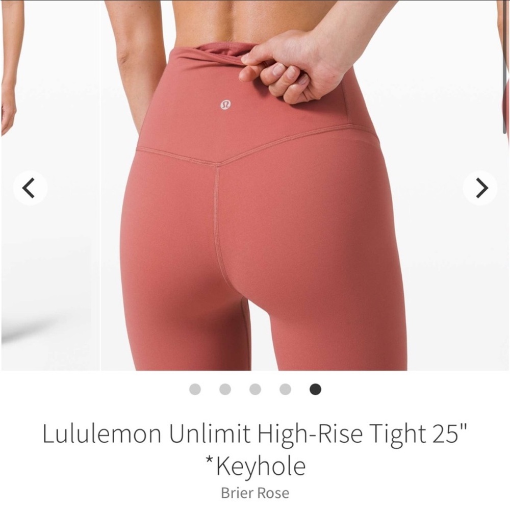 RARE lululemon HR Tight 25” Brier Rose light salmon keyhole ankle ventilation 6 - Picture 7 of 9